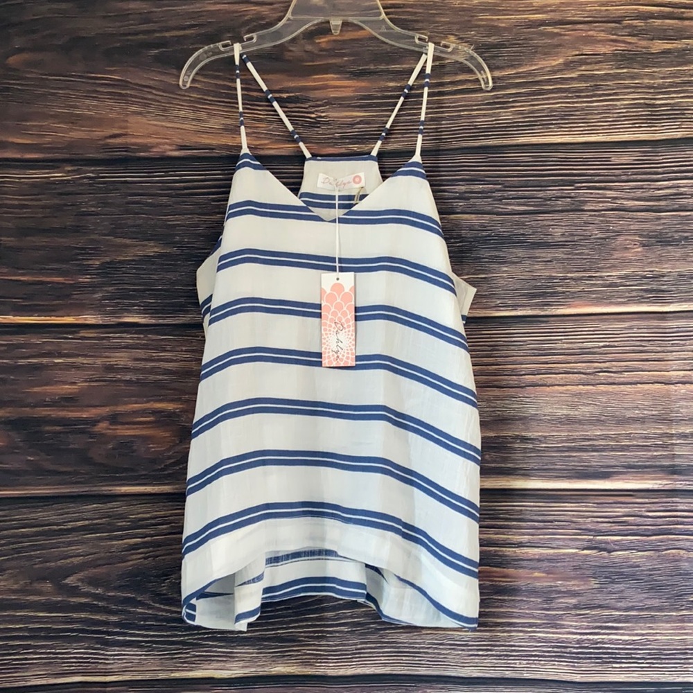 Dahlya white striped sleeveless top
